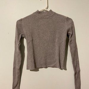 Knit long sleeve mock neck crop top
